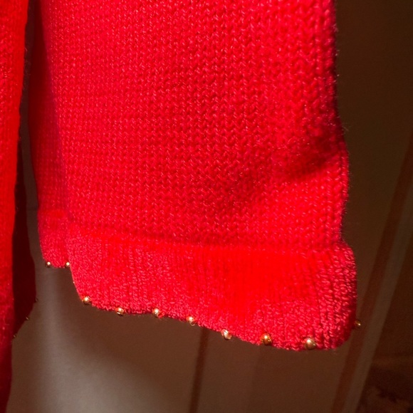 Quacker Factory Red V Neck Sweater Sequined Flag & Stars 3X Plus Beads Patriotic - Picture 5 of 9